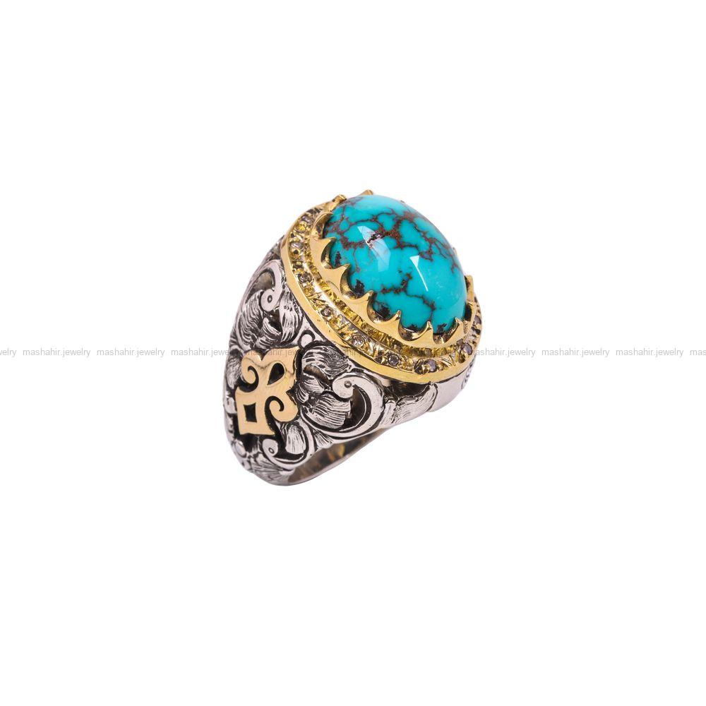 انگشتر فیروزه شجری مردانه کد 6875