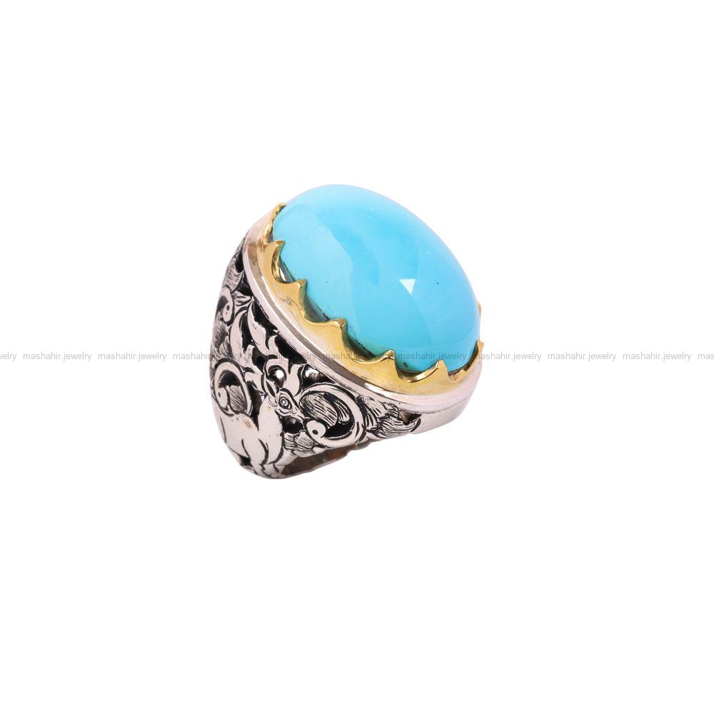 انگشتر فيروزه عجمی مردانه کد 6882