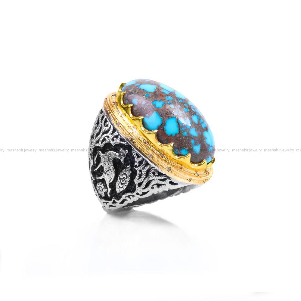انگشتر فیروزه شجری مردانه کد 9364