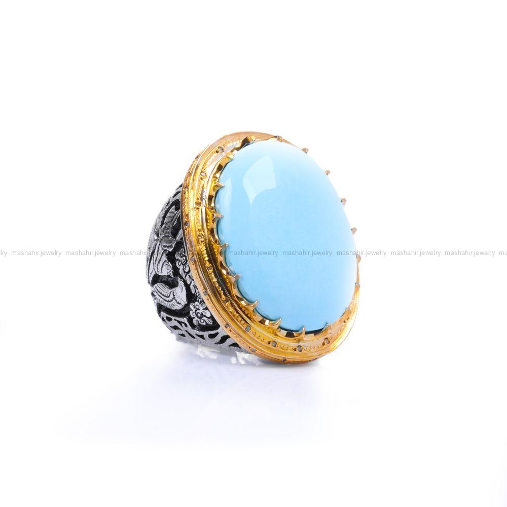 انگشتر فیروزه عجمی مردانه کد 9327