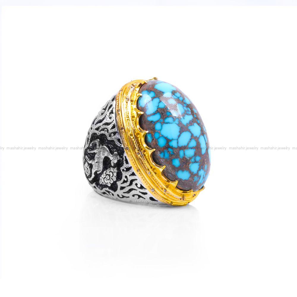 انگشتر فیروزه شجری مردانه کد 9364