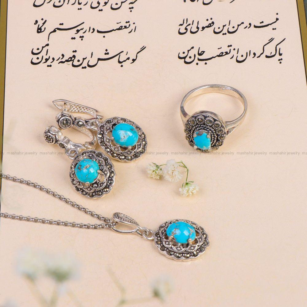 نیم ست فیروزه زنانه کد 10376