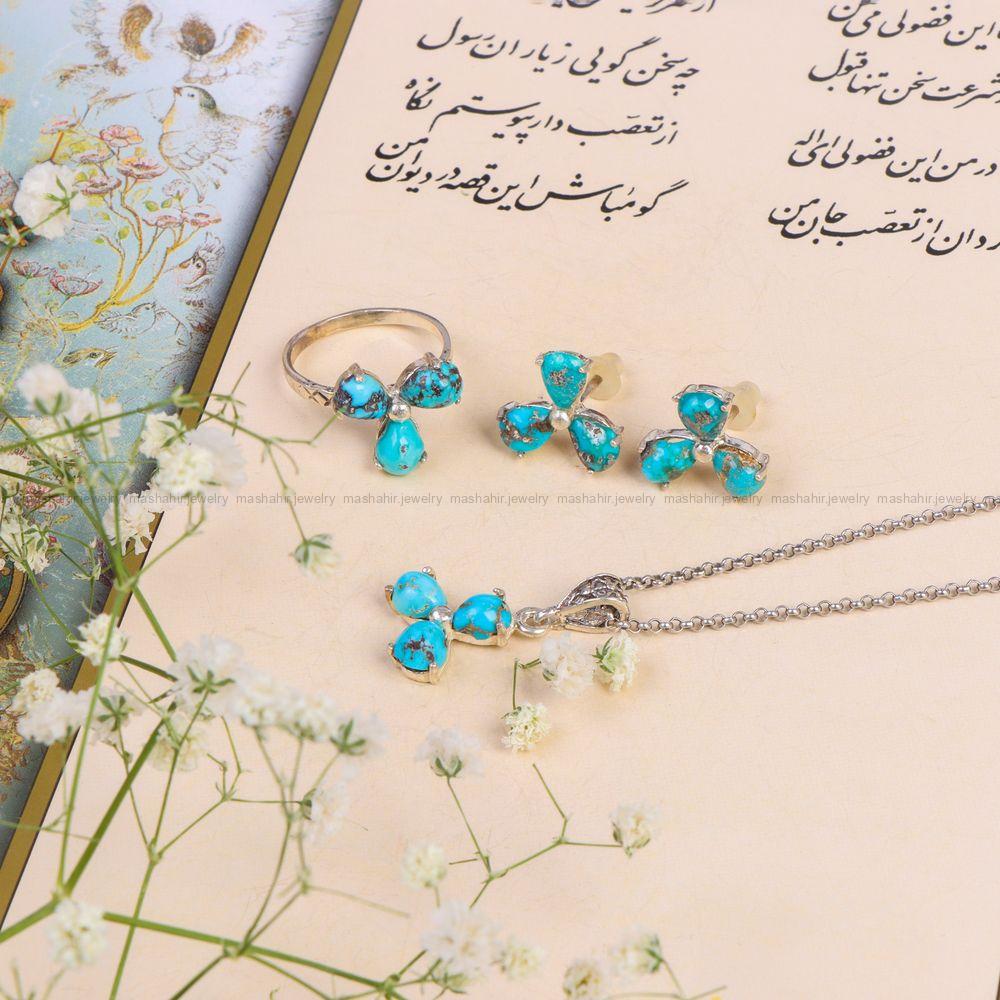 نیم ست فیروزه زنانه کد 10377