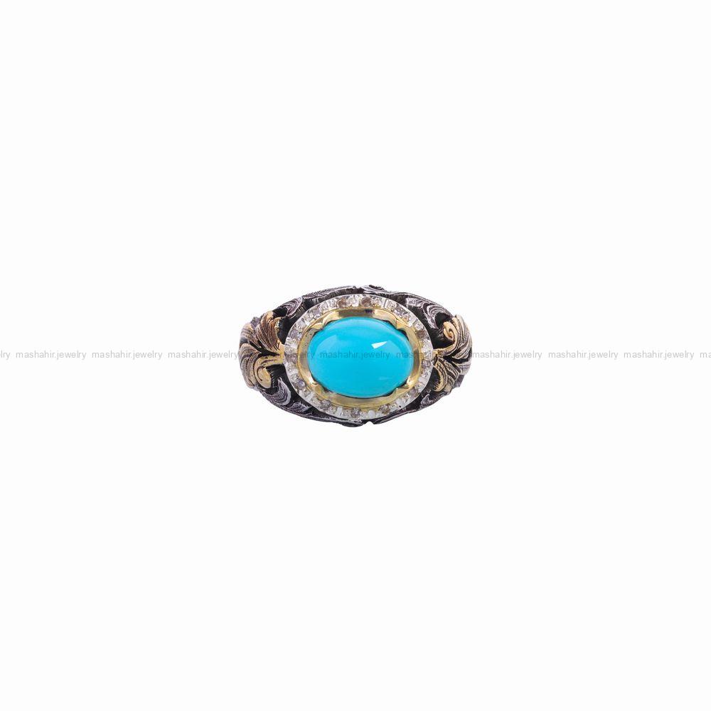 انگشتر فیروزه عجمی مردانه کد 10471