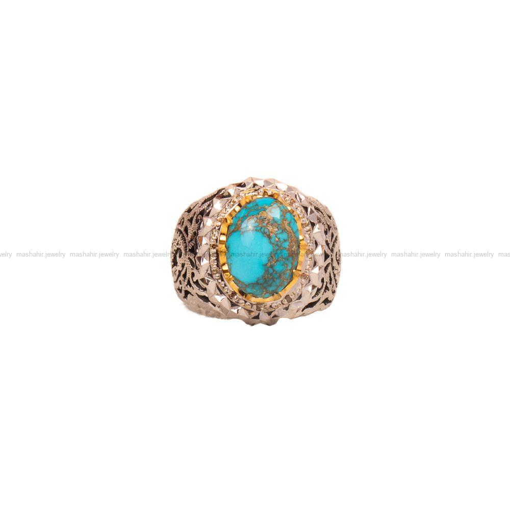 انگشتر فیروزه شجری مردانه کد 9345