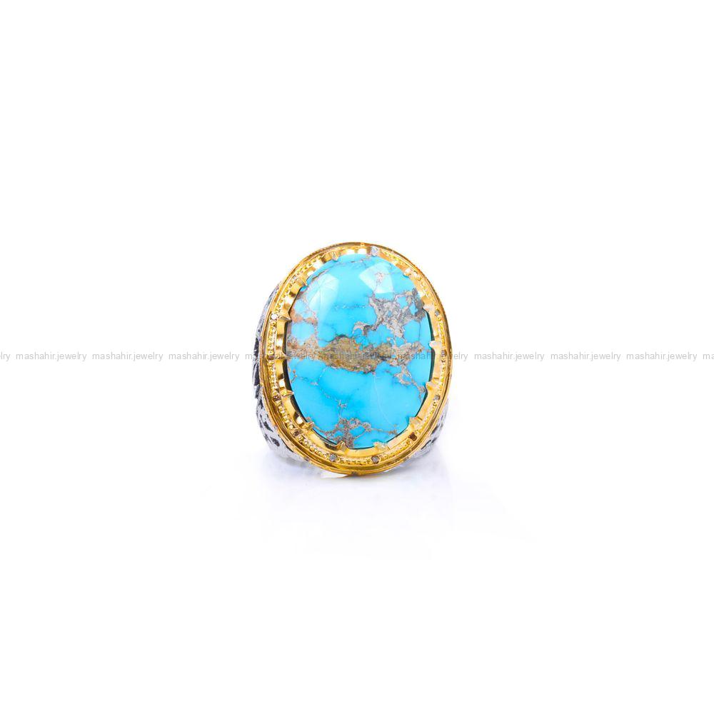 انگشتر فیروزه شجری مردانه کد 9366