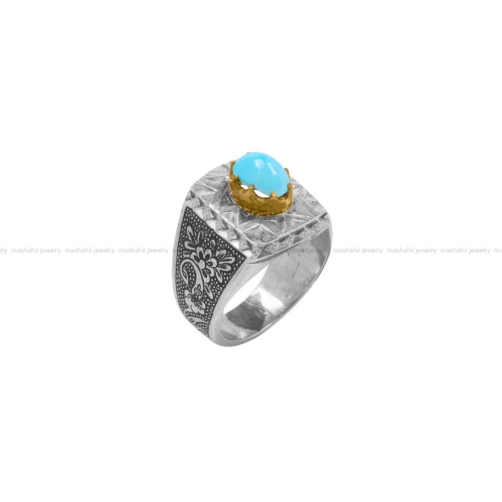 انگشتر فیروزه عجمی مردانه کد 9252