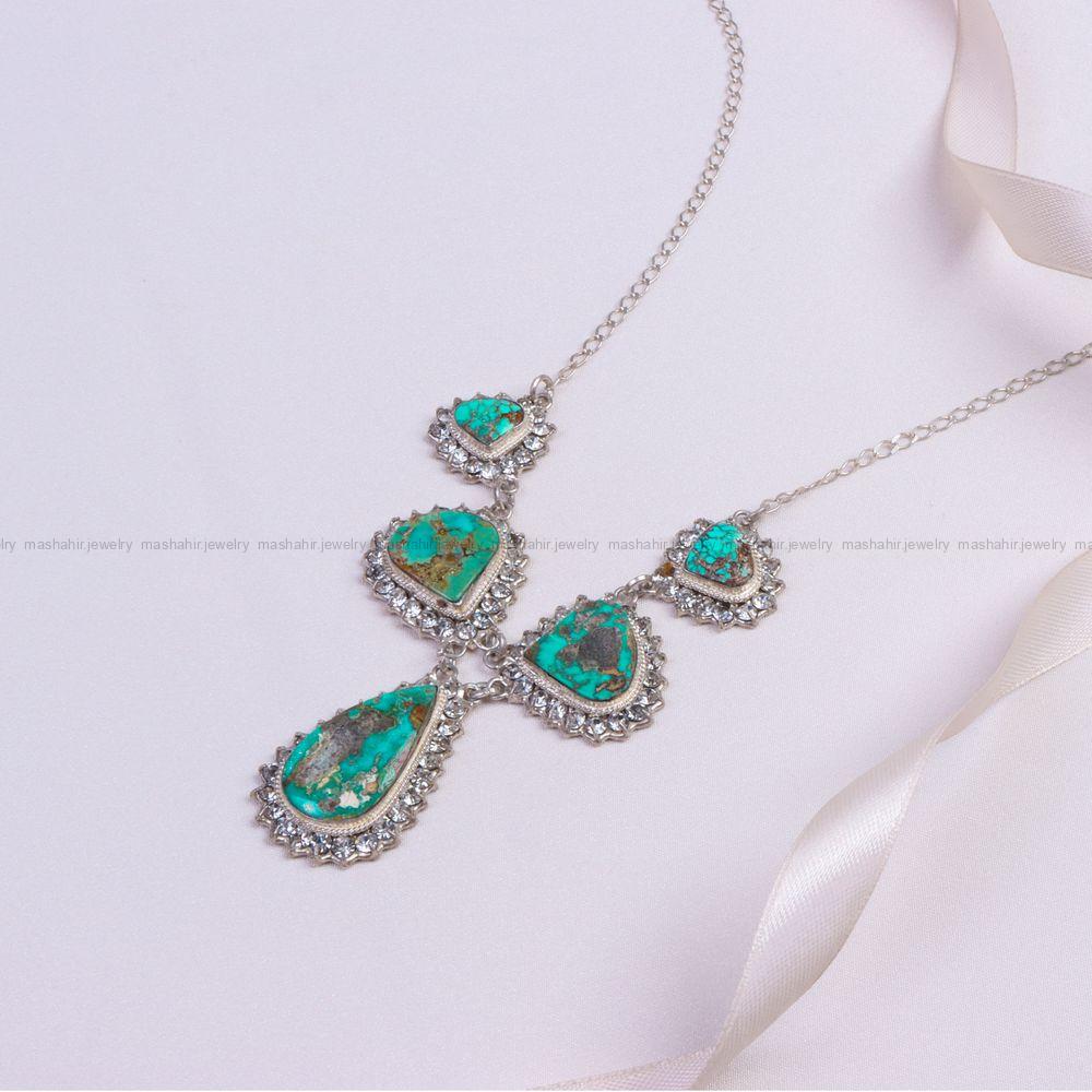 گردنبند فیروزه زنانه کد 9598