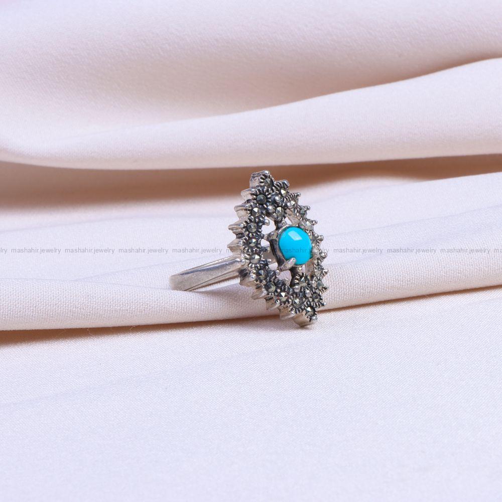 انگشتر فیروزه عجمی زنانه کد 9744