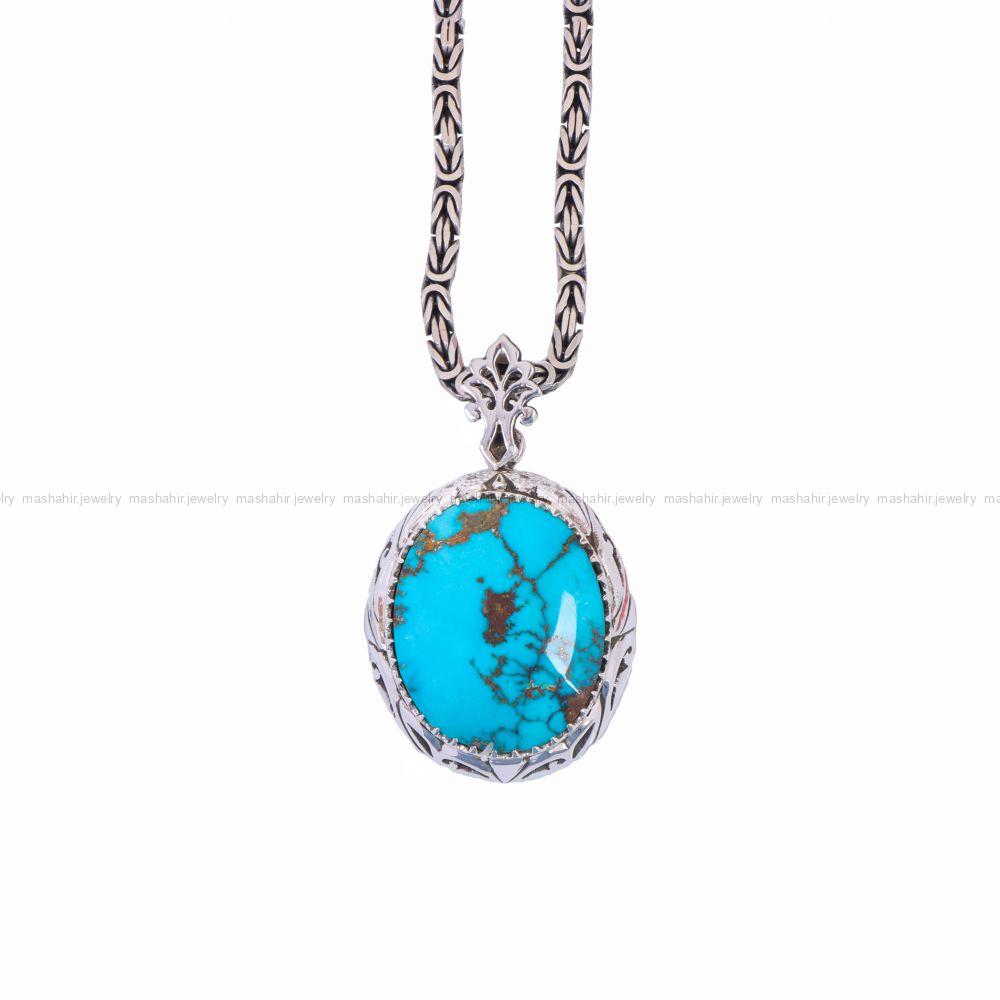 گردنبند فیروزه مردانه کد 10597