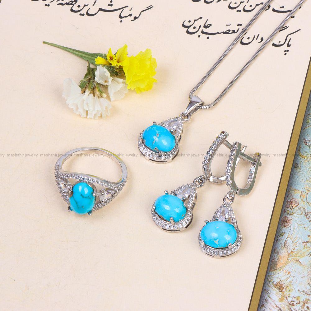 نیم ست فیروزه زنانه کد 10849