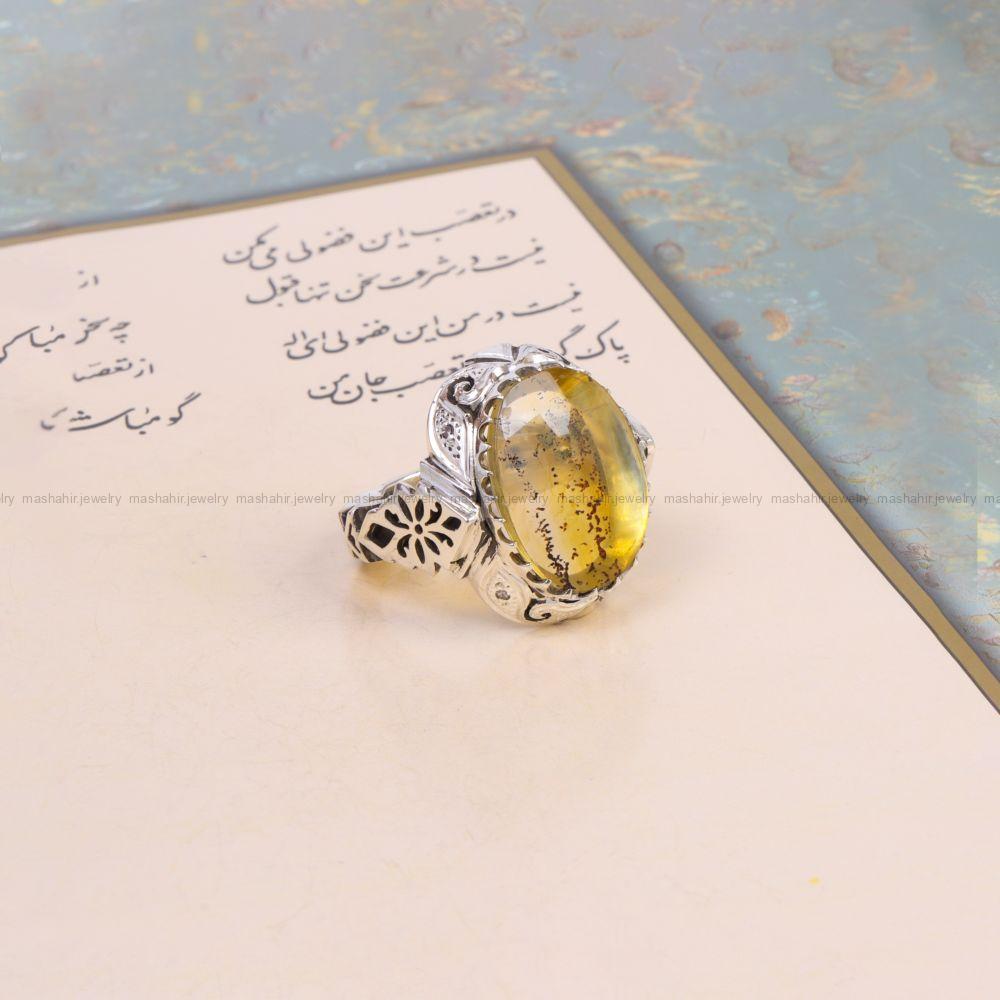 انگشتر کوارتز طلایی شجر مردانه کد 10603
