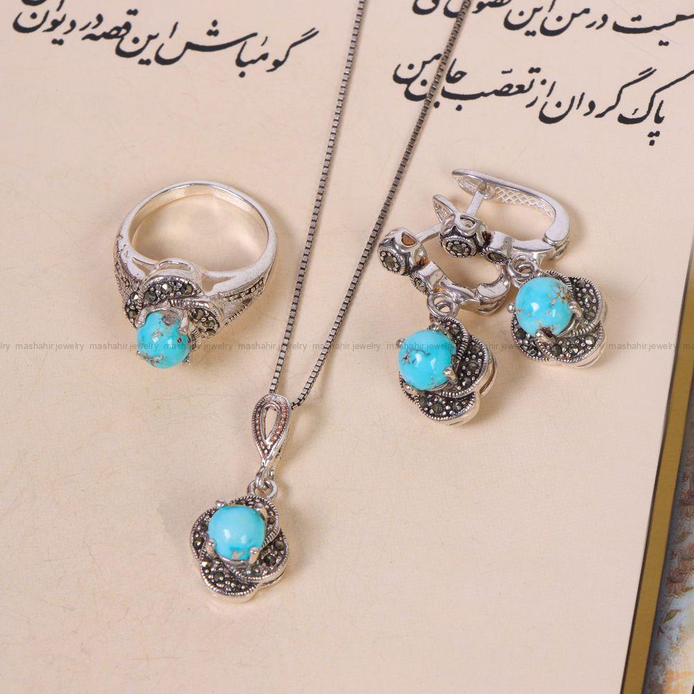نیم ست فیروزه زنانه کد 11667