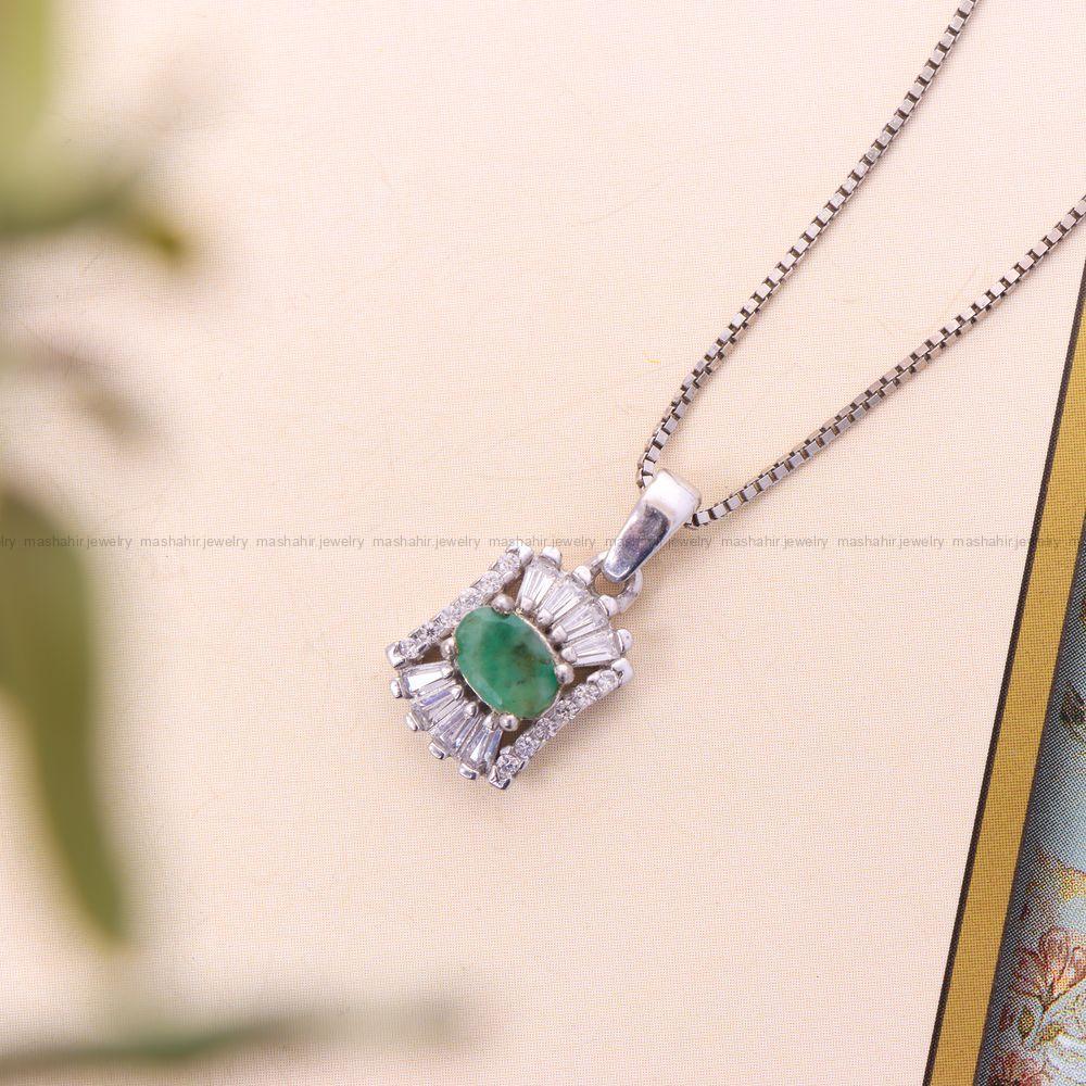 گردنبند زمرد زنانه کد 11755