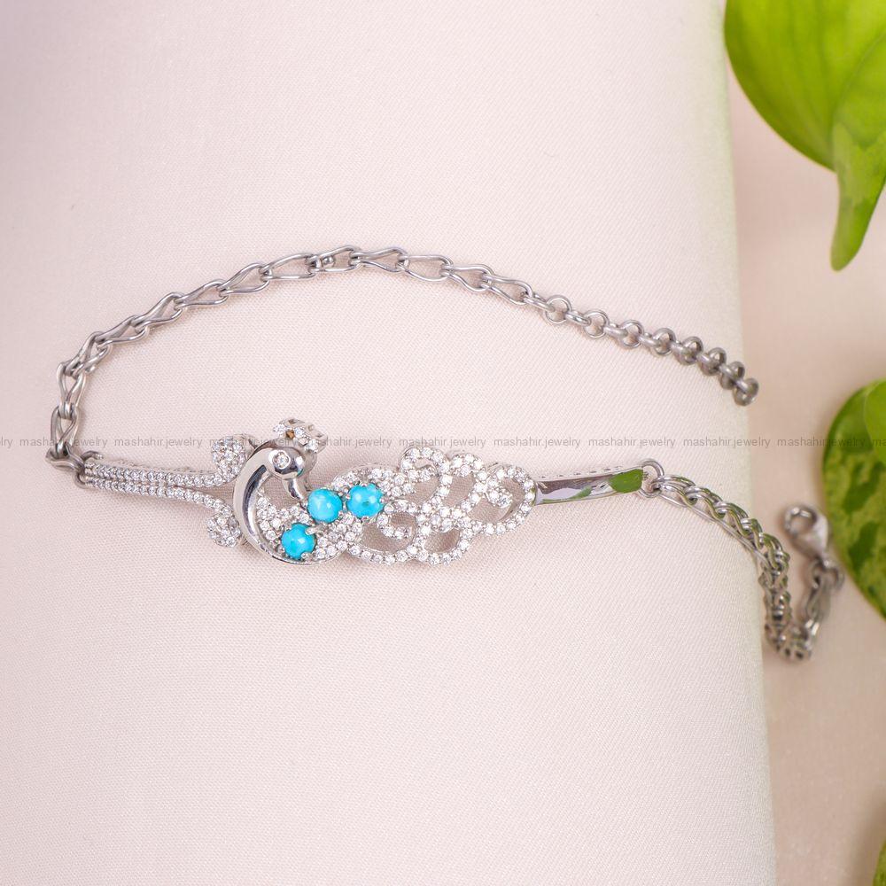 دستبند فیروزه زنانه کد 12176