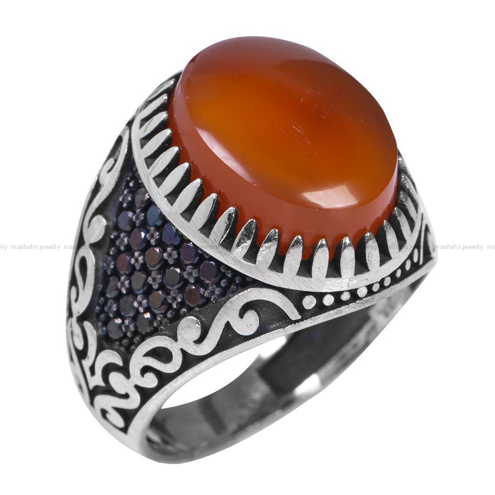 انگشتر عقیق مردانه کد 12256