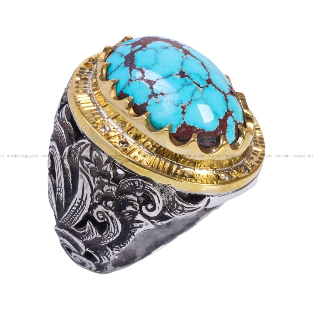 انگشتر فیروزه شجری مردانه کد 12273