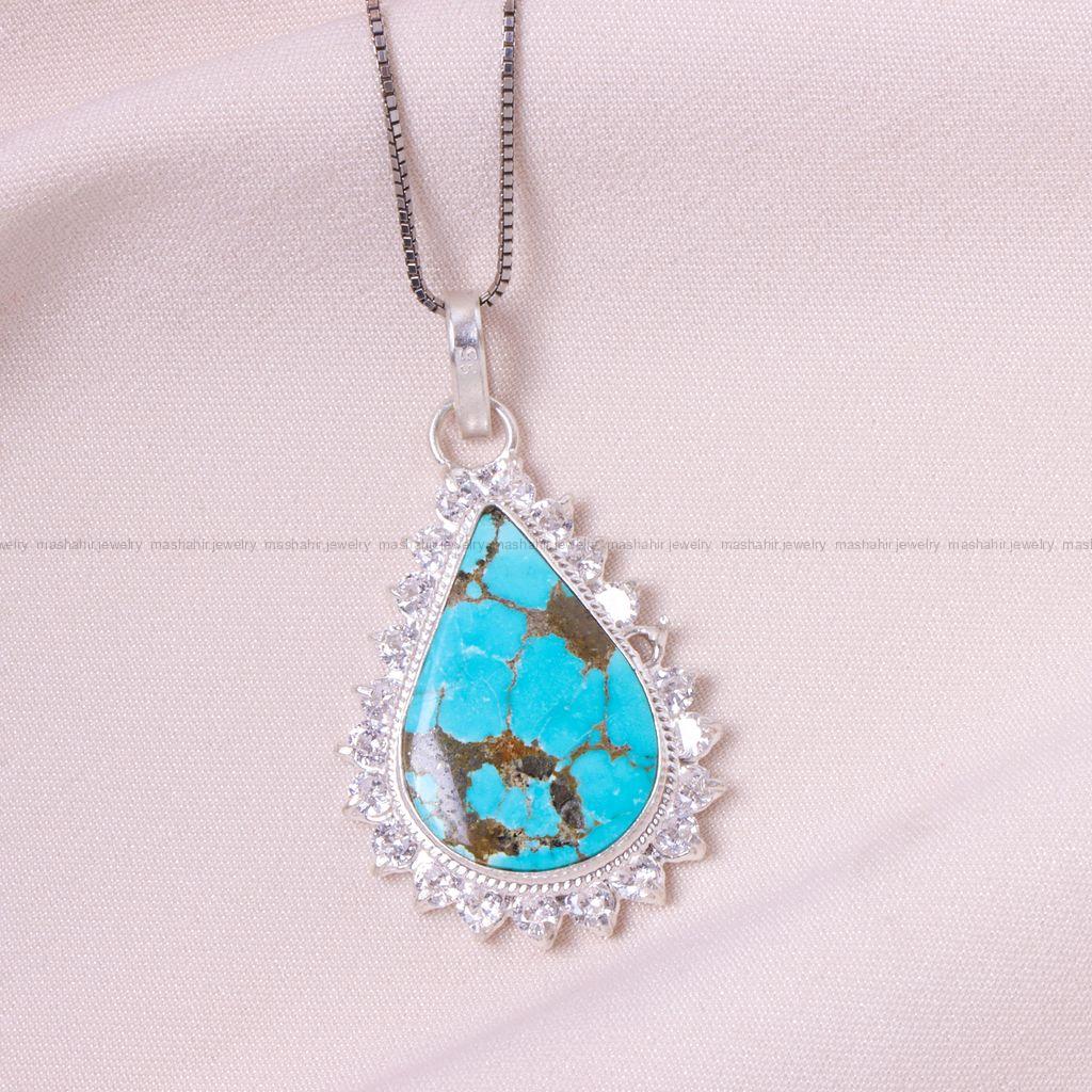 گردنبند فیروزه زنانه کد 12545