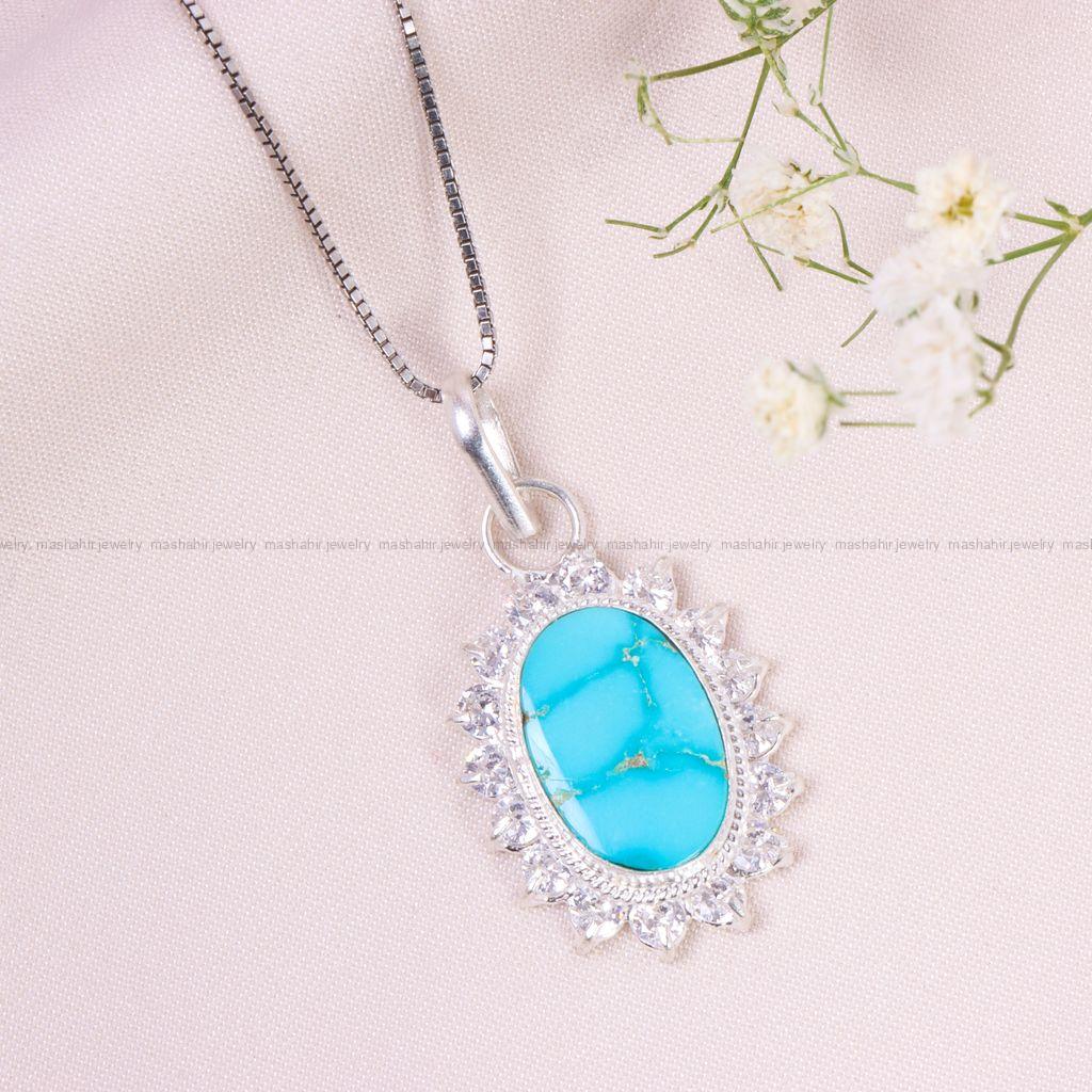 گردنبند فیروزه زنانه کد 12565