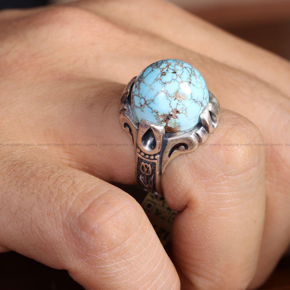 انگشتر فیروزه شجری مردانه کد 12794