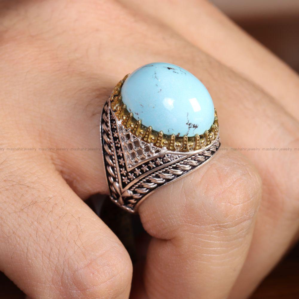 انگشتر فیروزه شجری مردانه کد 12796