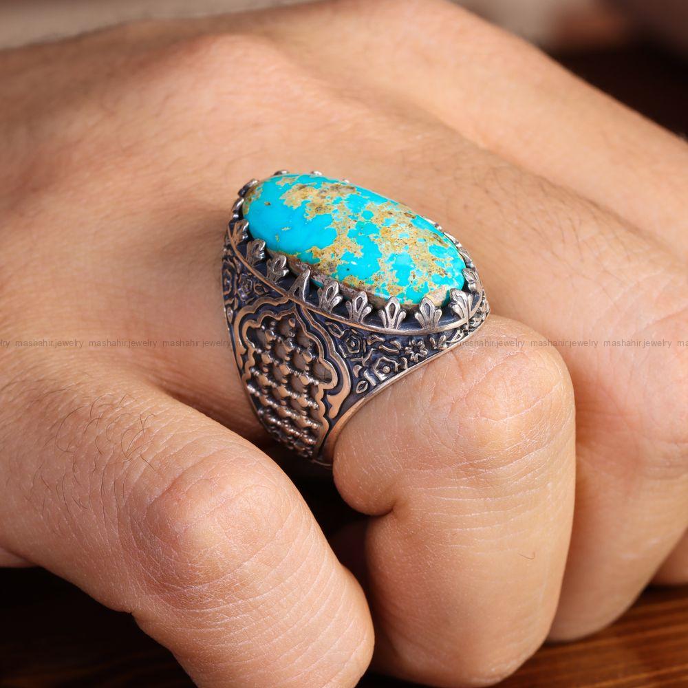 انگشتر فیروزه شجری مردانه کد 12847