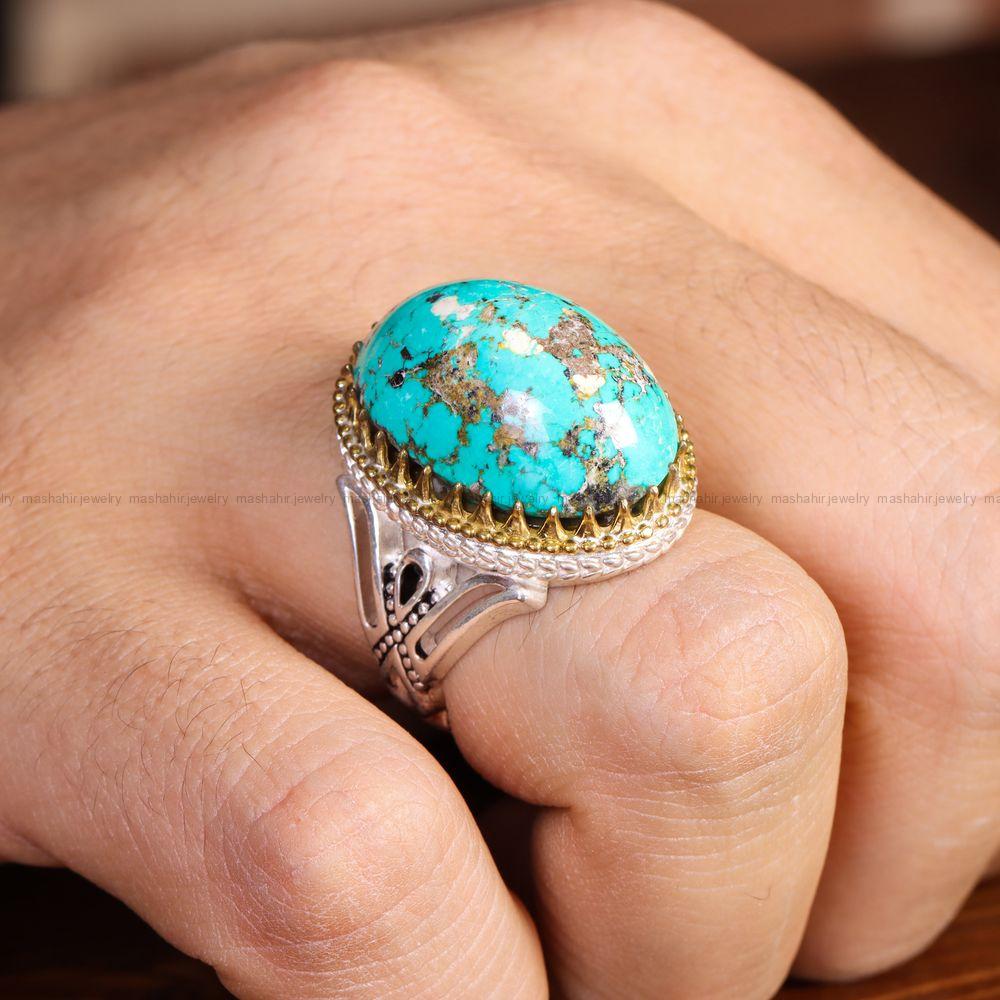 انگشتر فیروزه شجری مردانه کد 12850