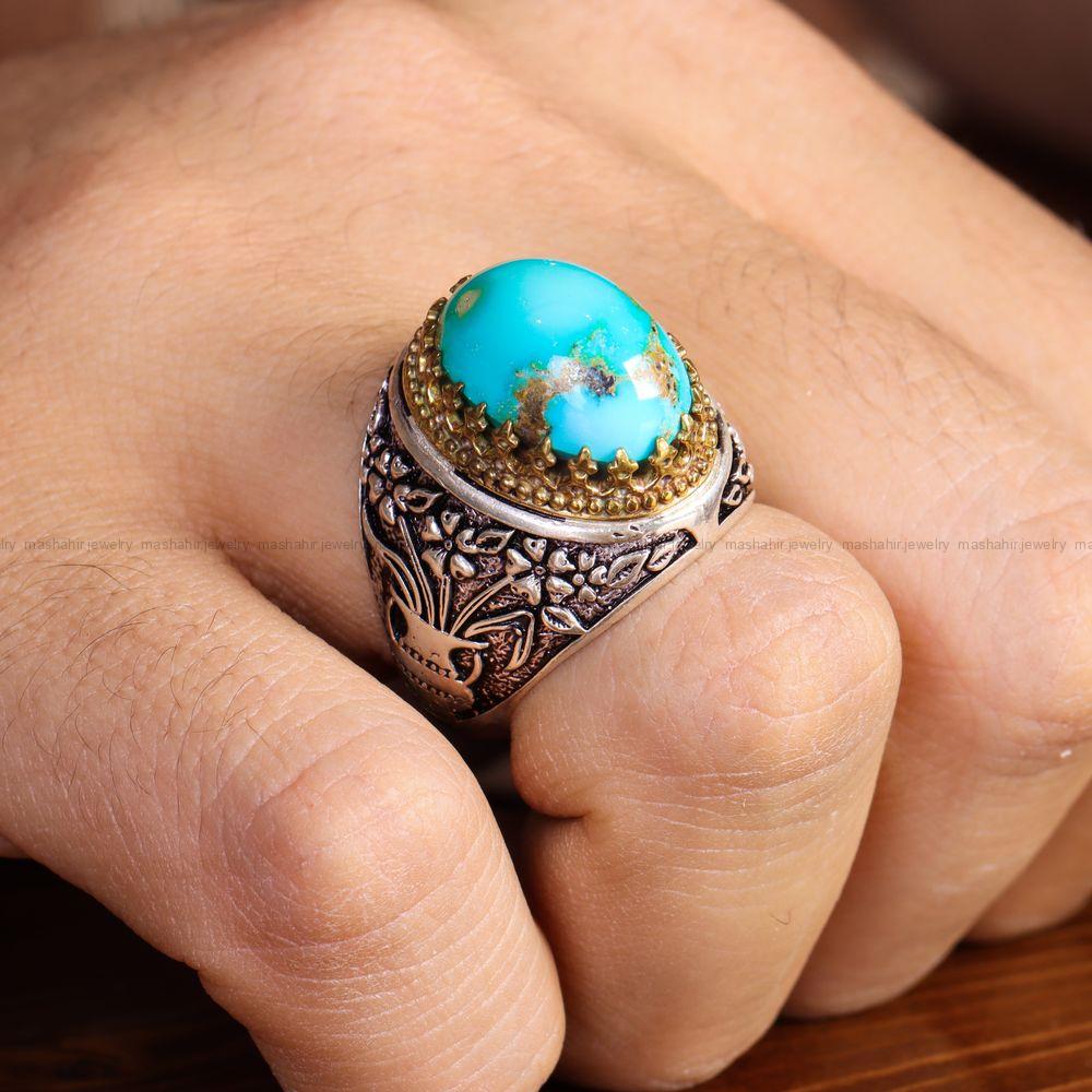 انگشتر فیروزه شجری مردانه کد 12863