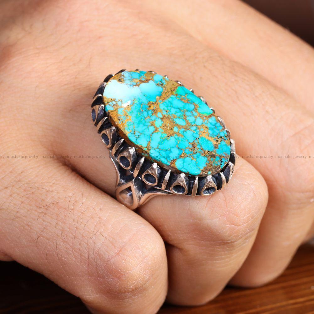 انگشتر فیروزه شجری مردانه کد 12875