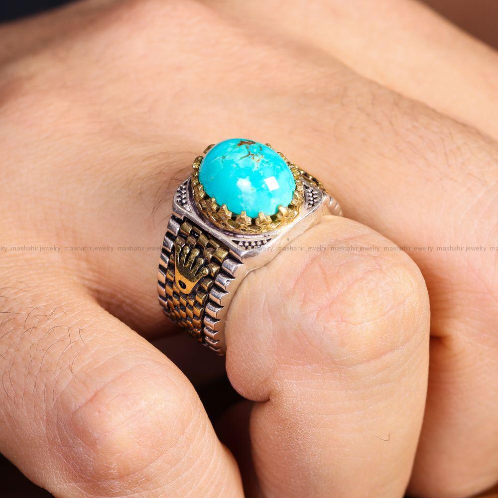 انگشتر فیروزه شجری مردانه کد 12893
