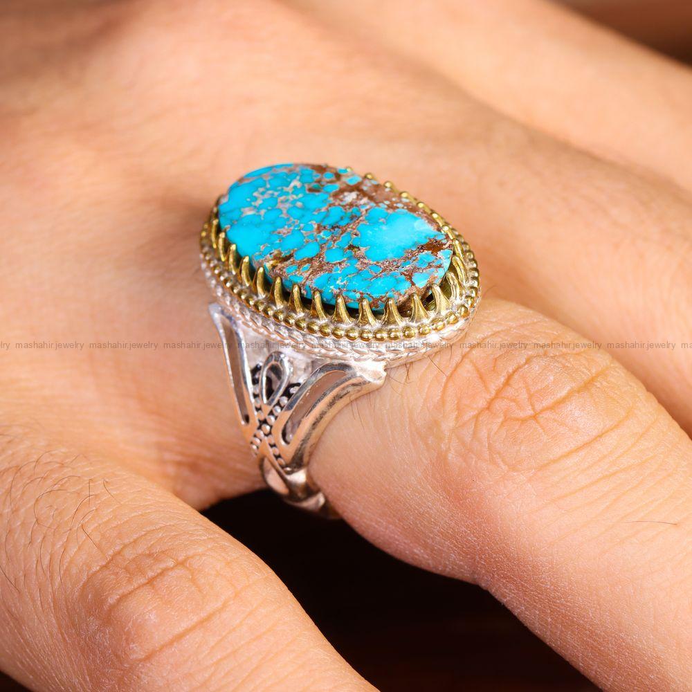 انگشتر فیروزه شجری مردانه کد 12896