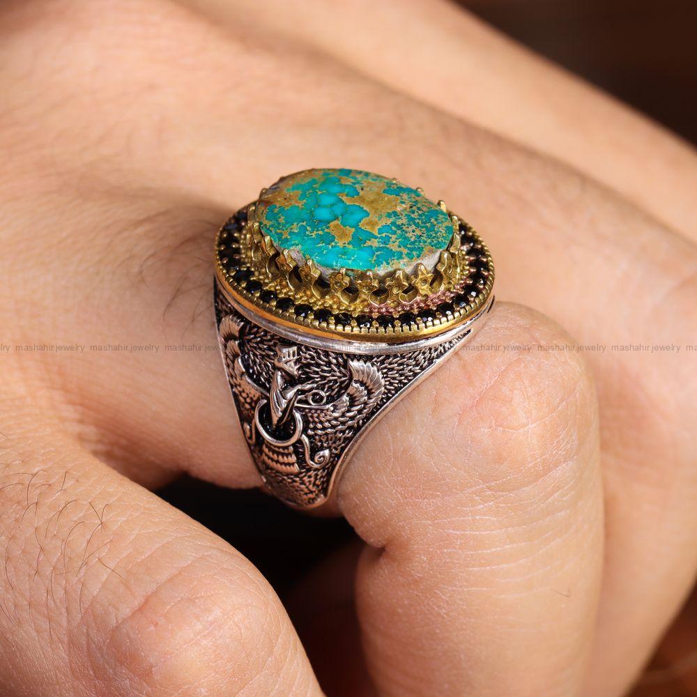 انگشتر فیروزه شجری مردانه کد 12923
