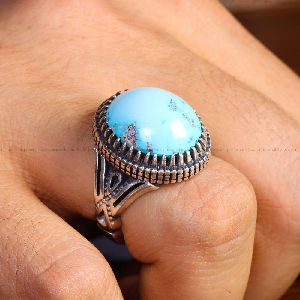 انگشتر فیروزه شجری مردانه کد 13018