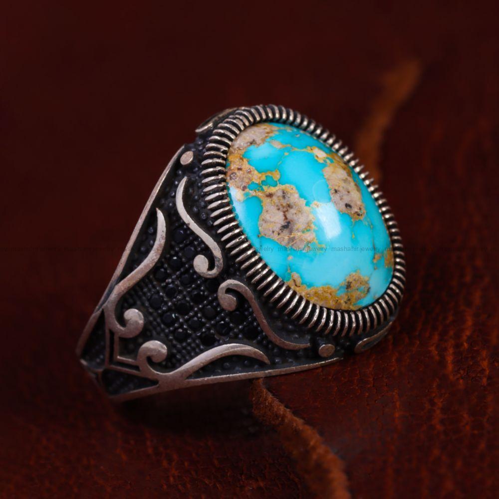 انگشتر فیروزه شجری مردانه کد 13269