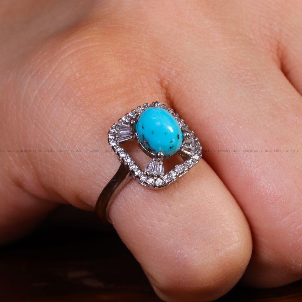 انگشتر فیروزه شجری زنانه کد 13598
