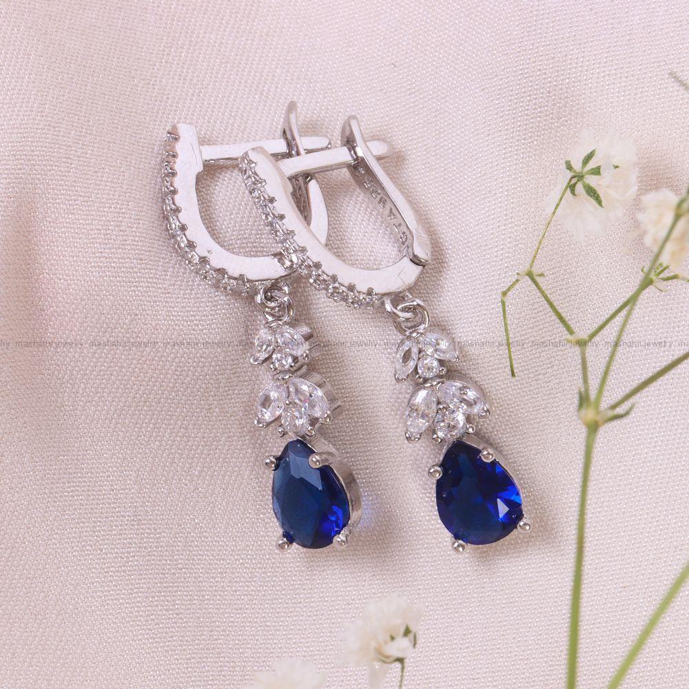 گوشواره طرح یاقوت کبود زنانه کد 13756