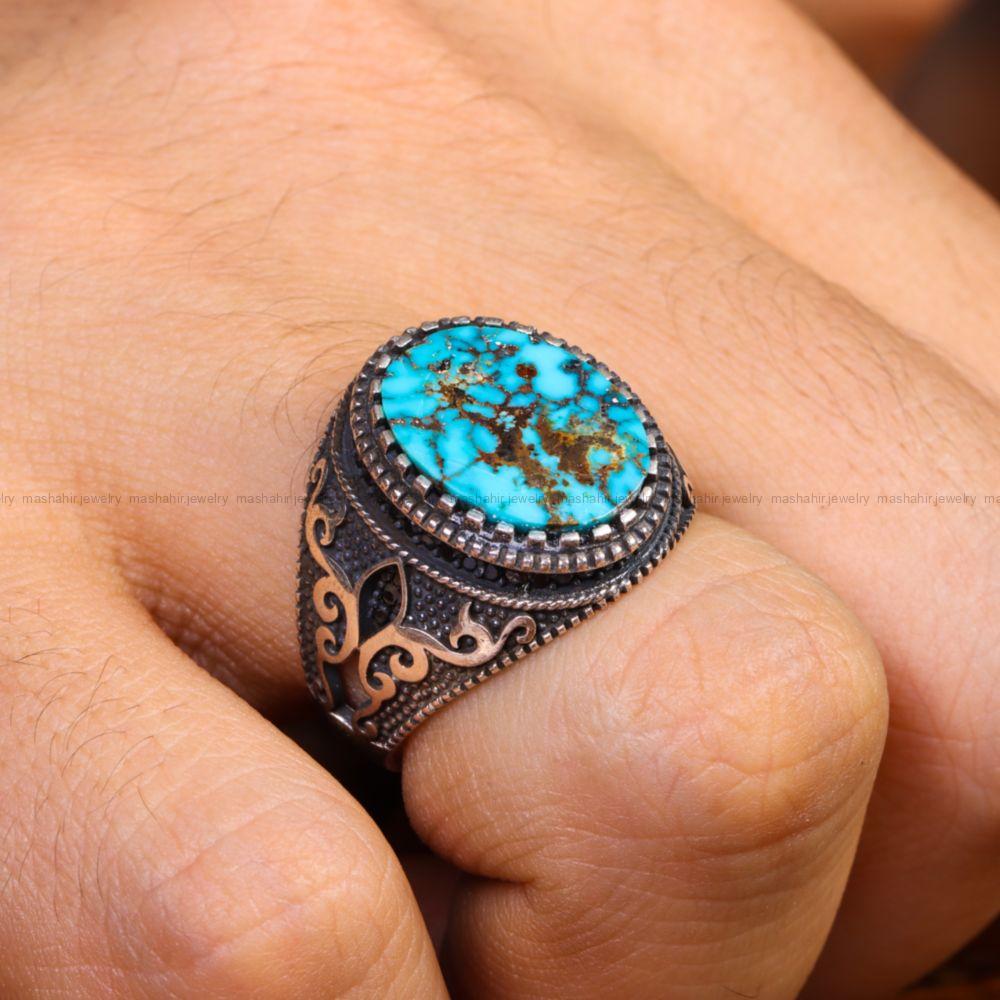 انگشتر فیروزه شجری مردانه کد 13256