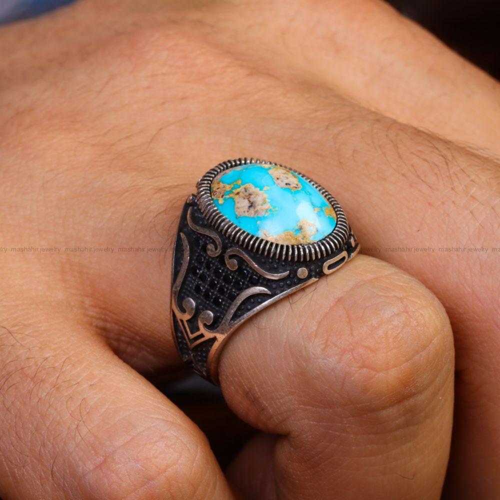 انگشتر فیروزه شجری مردانه کد 13269