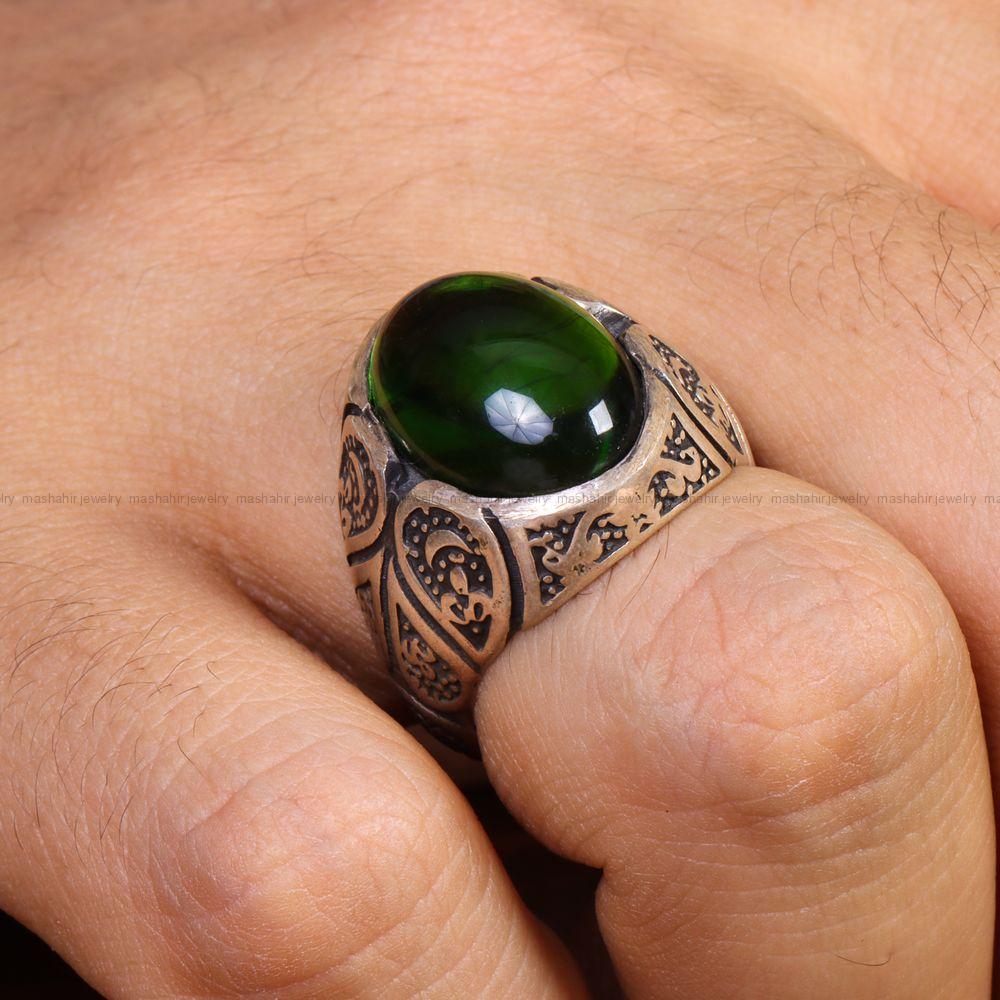 انگشتر زمرد سنتاتیک مردانه کد 13461
