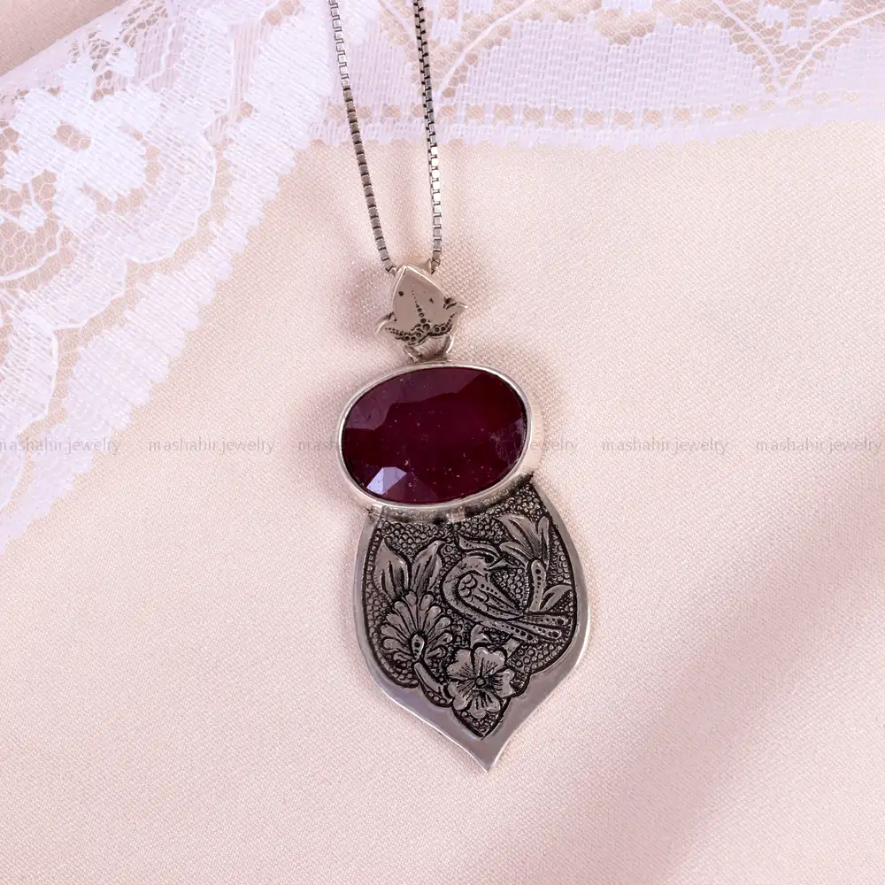 گردنبند یاقوت سرخ زنانه کد 14881