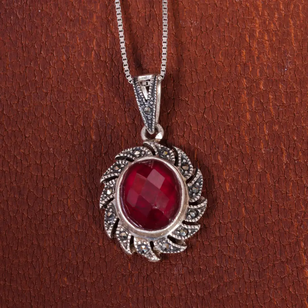 گردنبند سنتاتیک یاقوت زنانه کد 16642