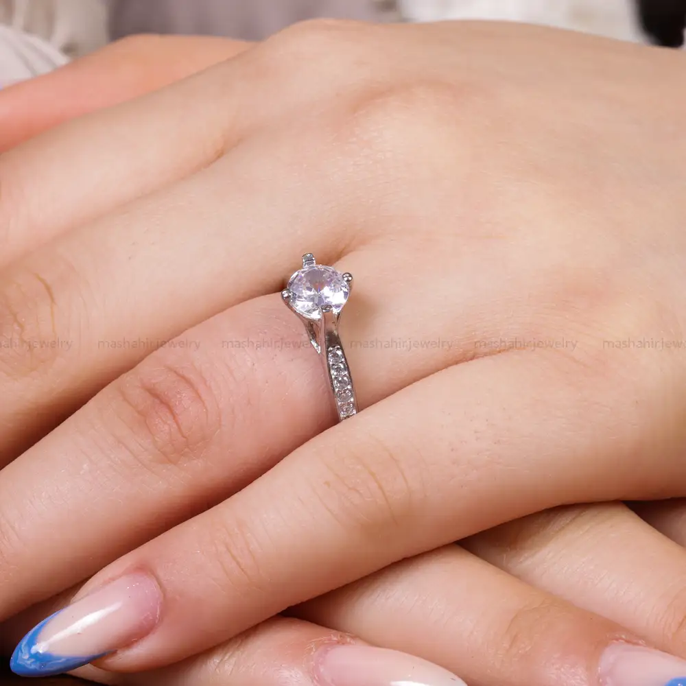 انگشتر موزانايت زنانه کد 17308
