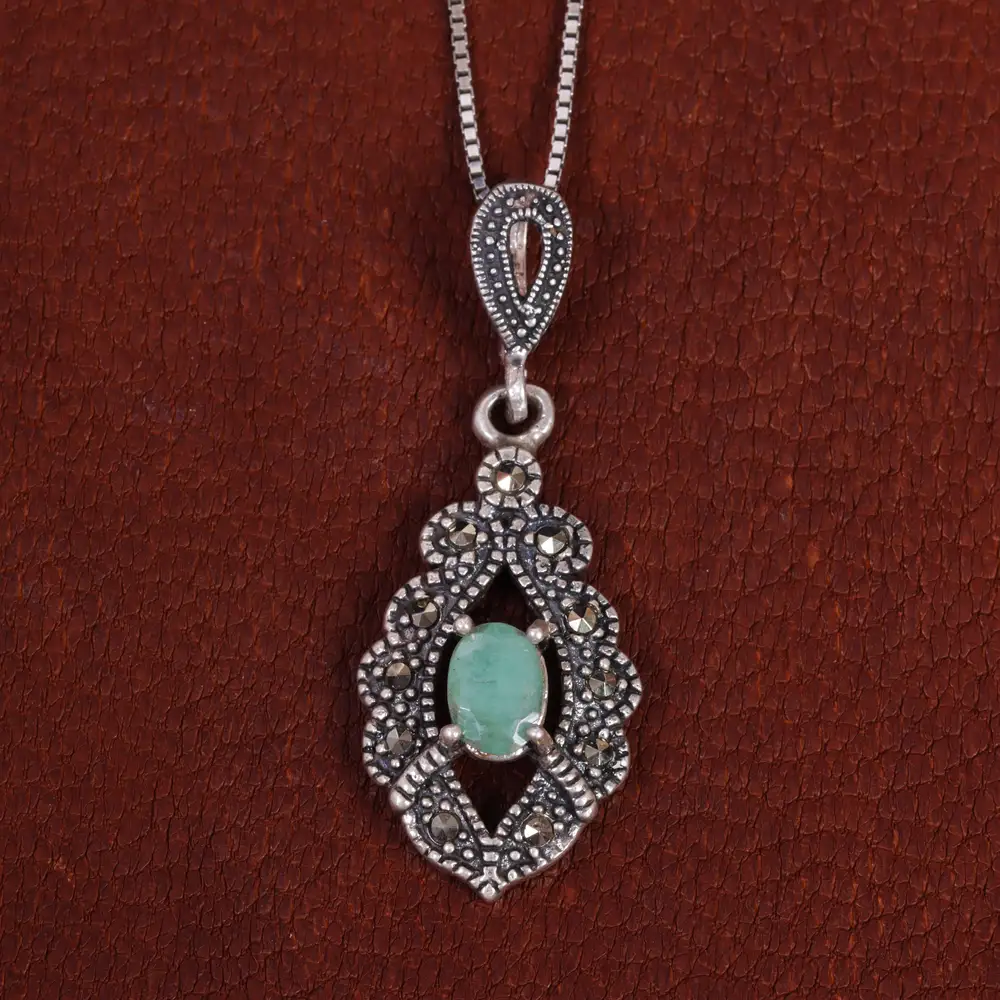 گردنبند زمرد زنانه کد 17687