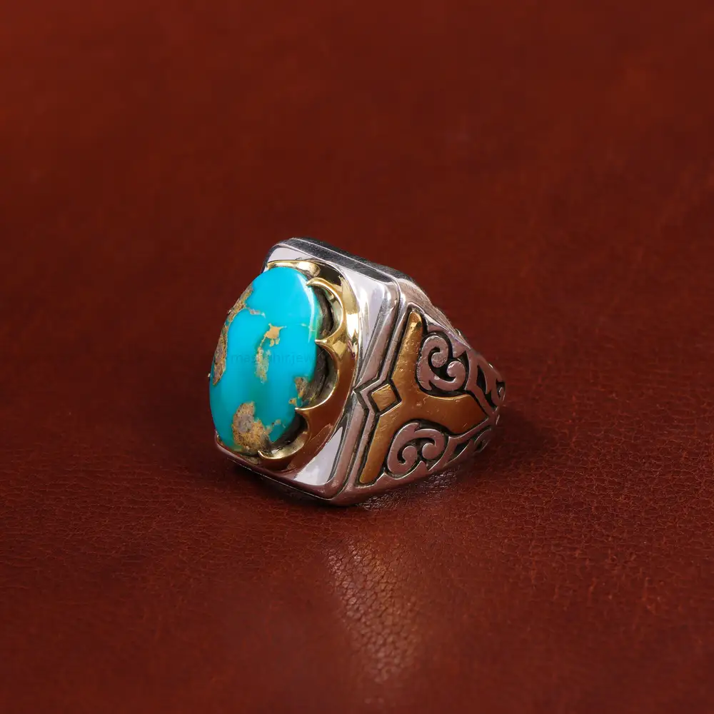 انگشتر فیروزه شجری مردانه کد 17956