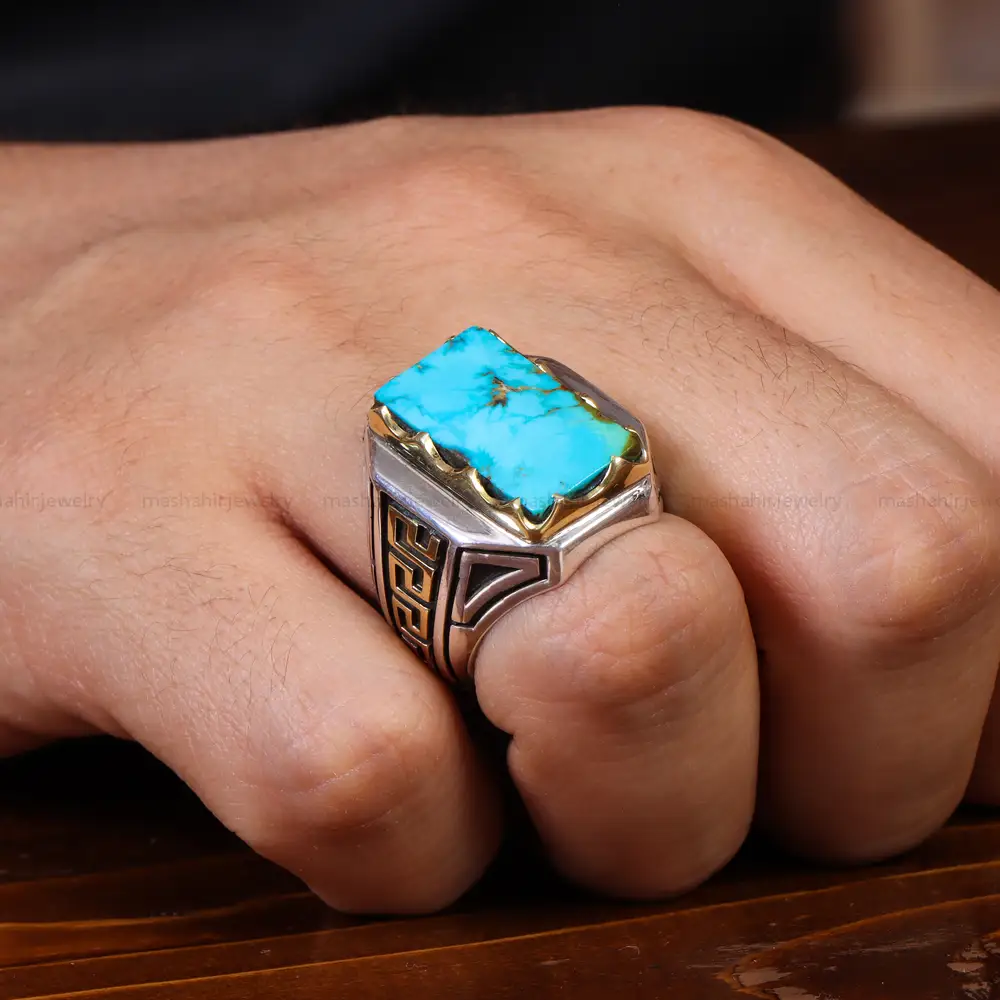 انگشتر فیروزه شجری مردانه کد 17969