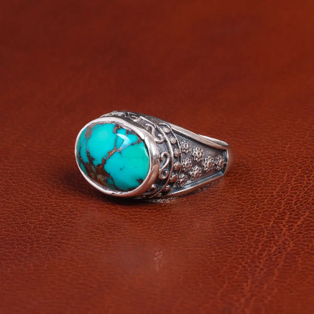 انگشتر فیروزه شجری مردانه کد 19484