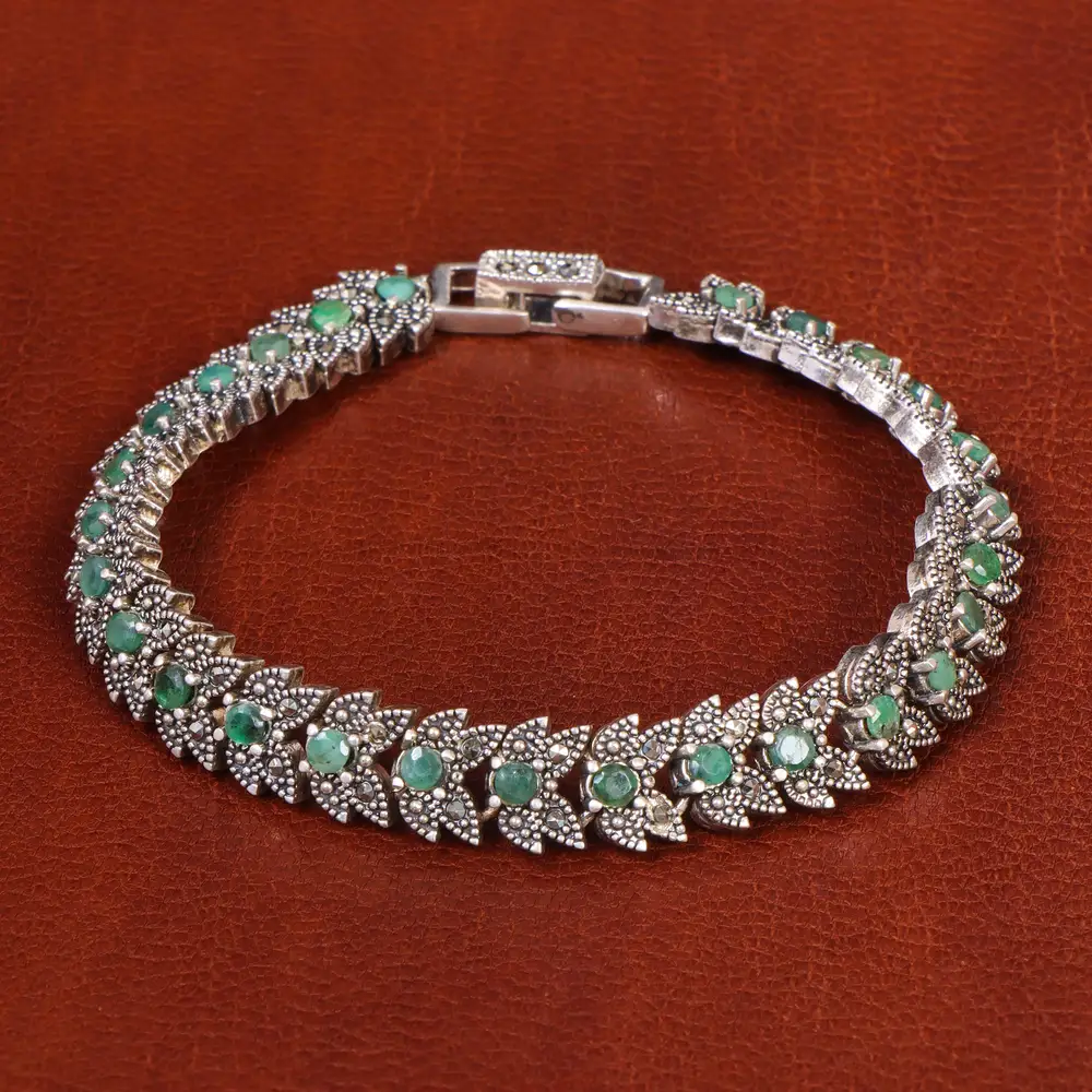 دستبند زمرد زنانه کد 21635
