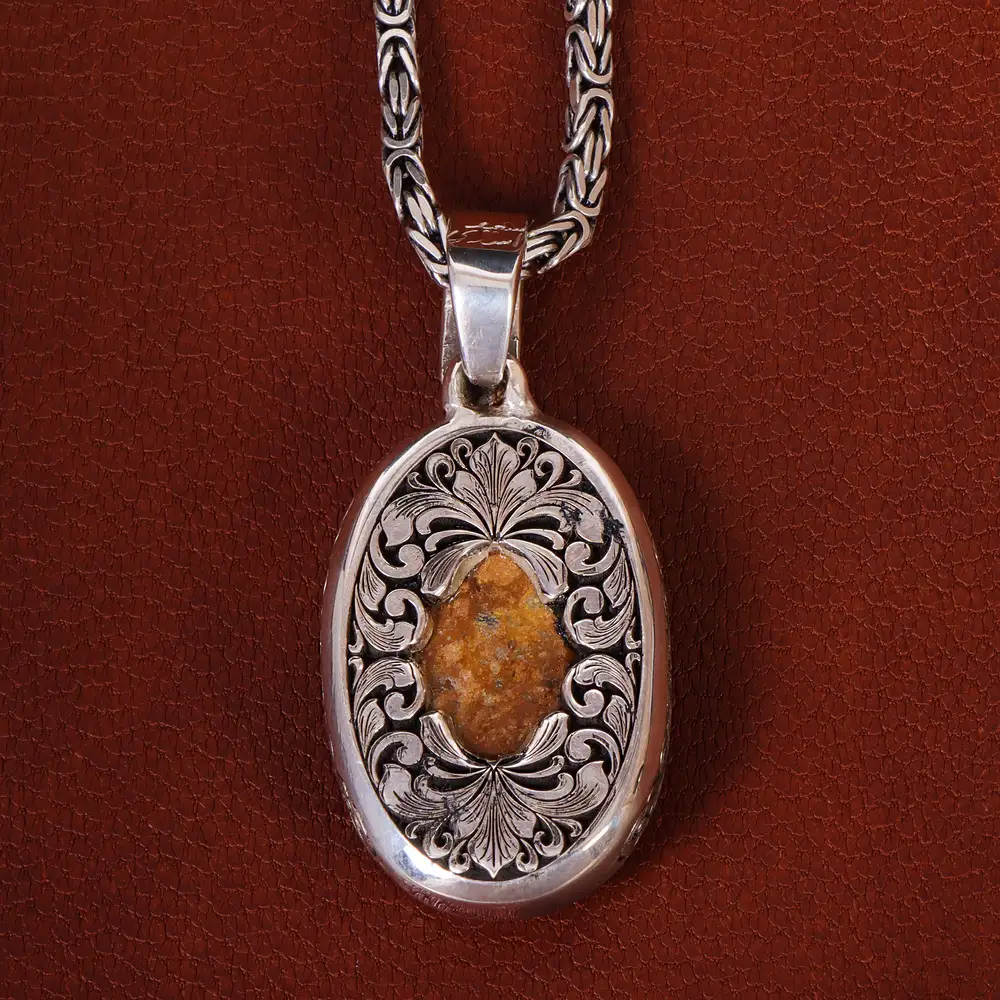 گردنبند فیروزه مردانه کد 21276
