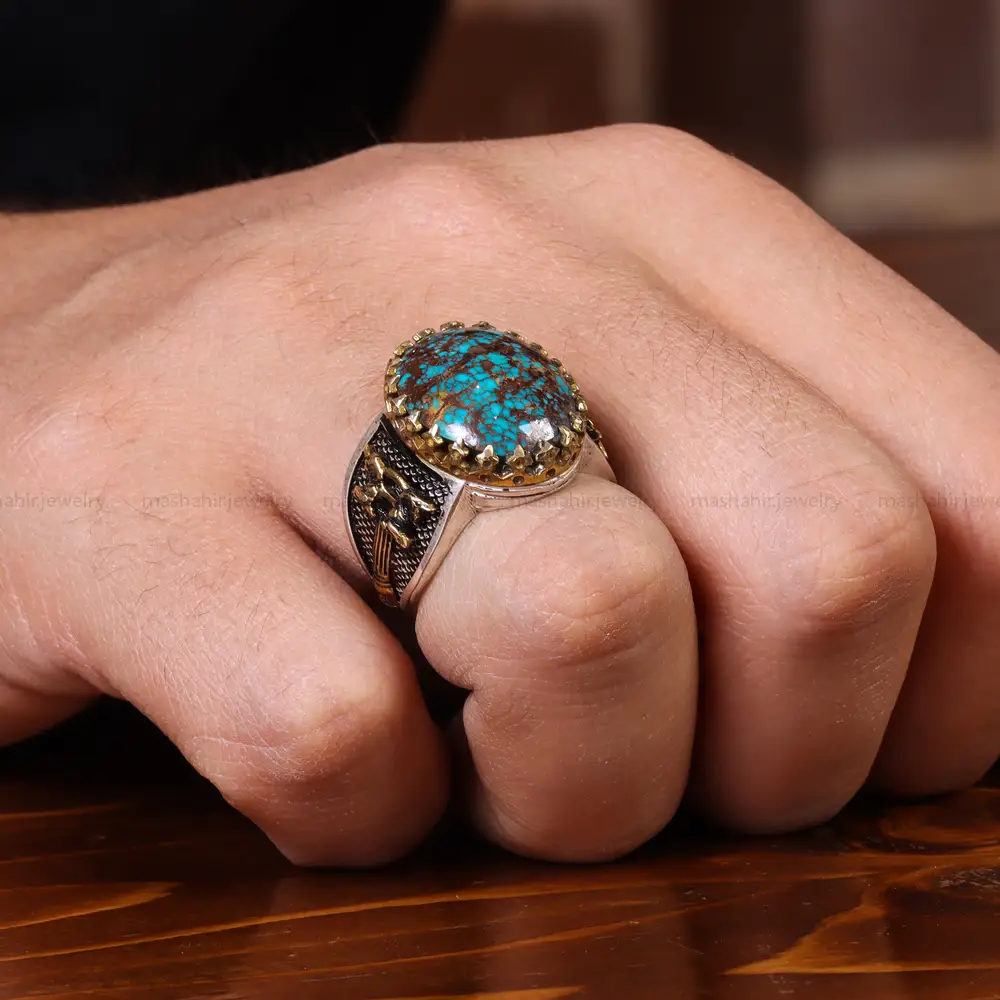 انگشتر فیروزه شجری مردانه کد 22700