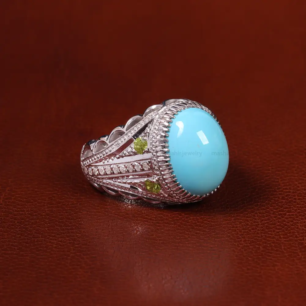 انگشتر فیروزه عجمی مردانه کد 23202
